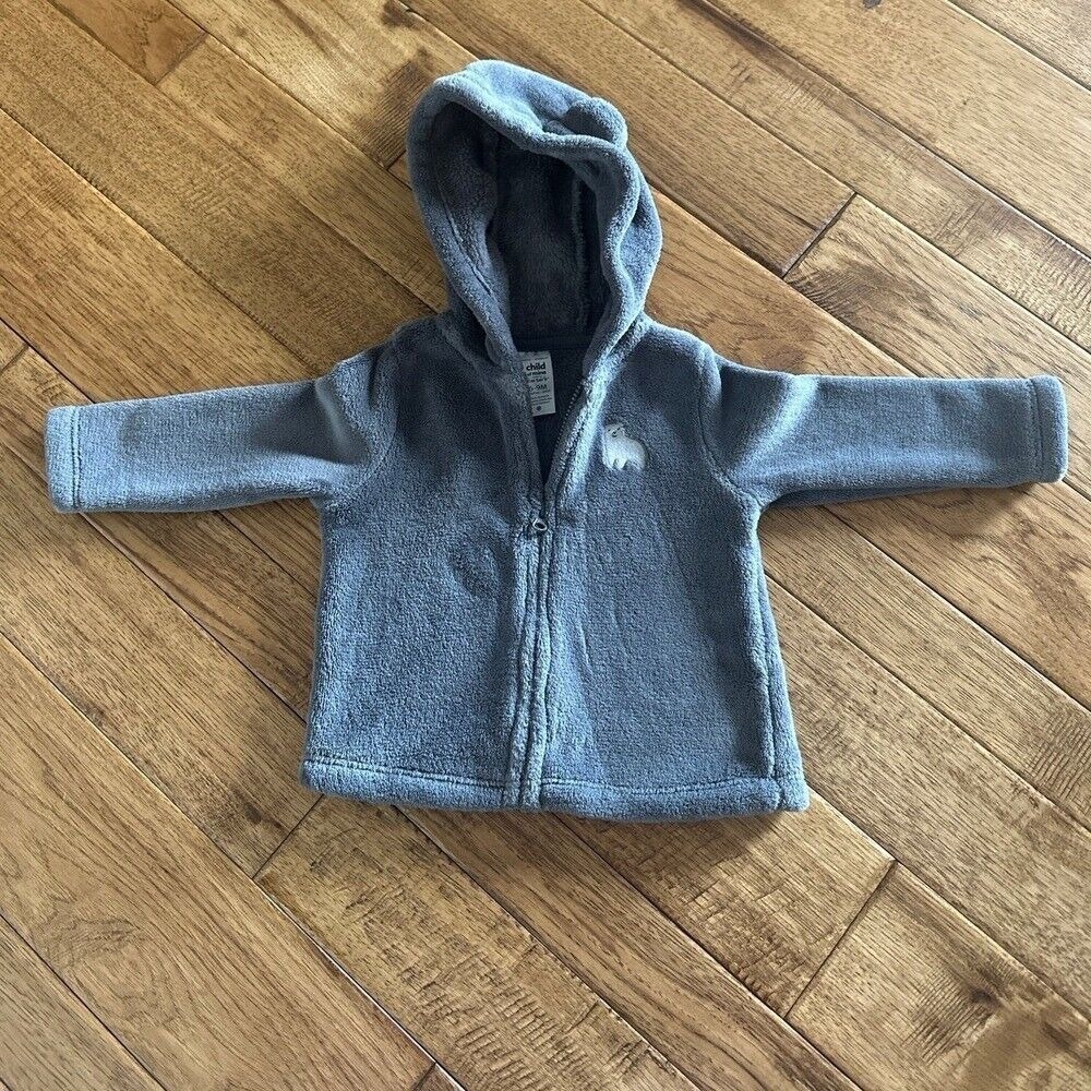 Baby Gray Fuzzy Bear Full Zip Jacket 6-9 Months Carters Soft‎ Warm